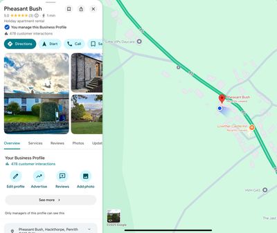 Google maps of pheasant bush in Hackthorpe
