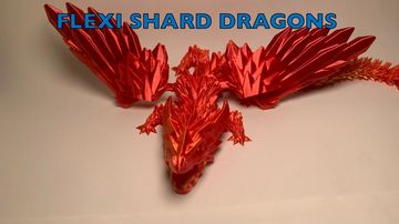 A red flexible dragon model with sharp shard-like wings and body.