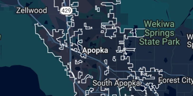 Map highlighting Apopka and surrounding areas including Zellwood and South Apopka.