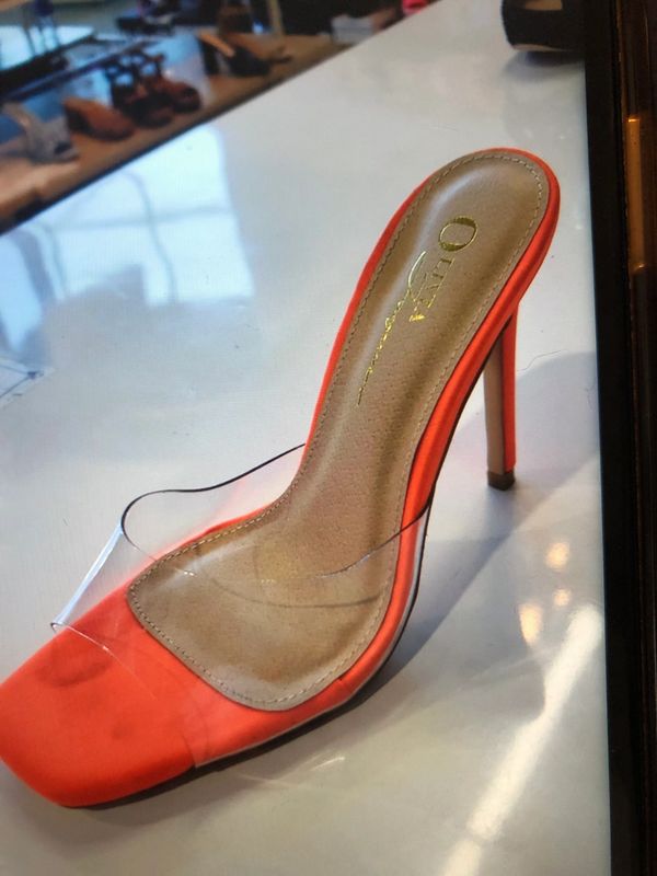Orange Sexxy Clear slide heel