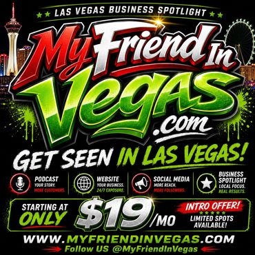 Advertisement for MyFriendInVegas business spotlight service.