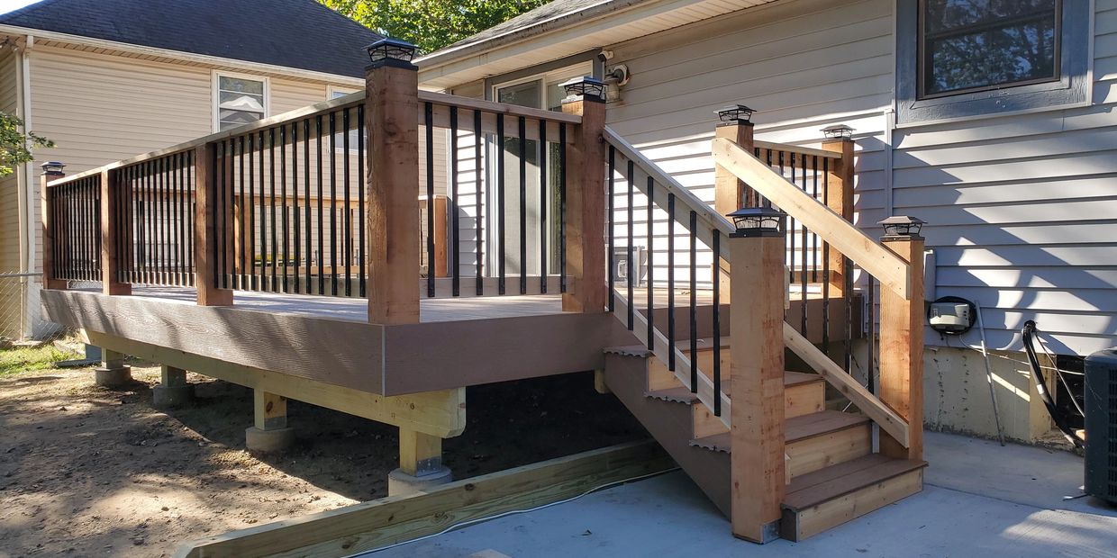 Cedar and composite 12'X20' deck with stairs. 
