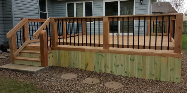 16'x16' Cedar deck with skirting. 