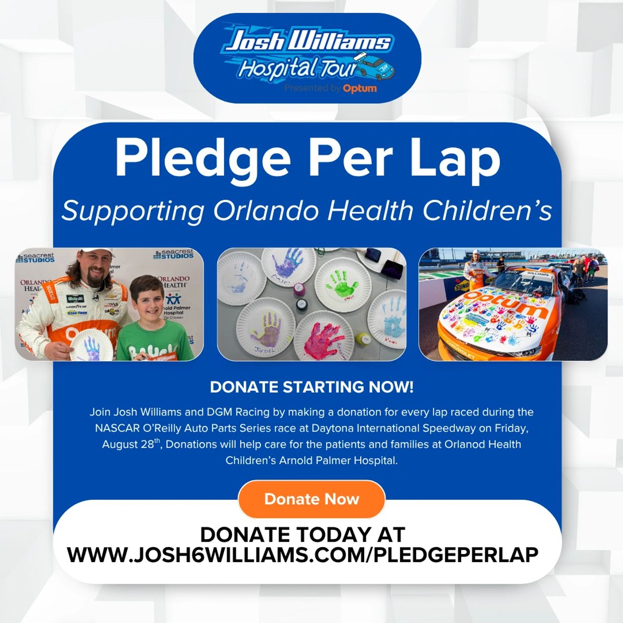 Pledge per lap event supporting Orlando Health Children’s Hospital.