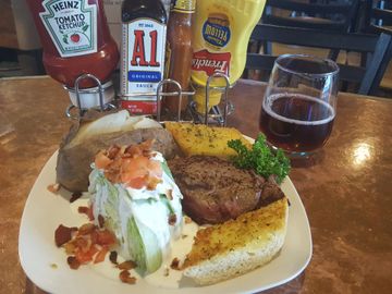 Top Sirloin Steak dinner on a plate