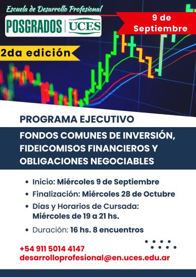 Programa ejecutivo de fondos comunes de inversión y obligaciones negociables en UCES, inicia 9 de septiembre.