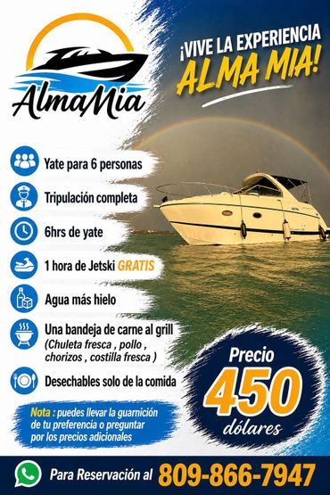 Yacht rental for 6 people with crew, jetski, food, and drinks for $450.