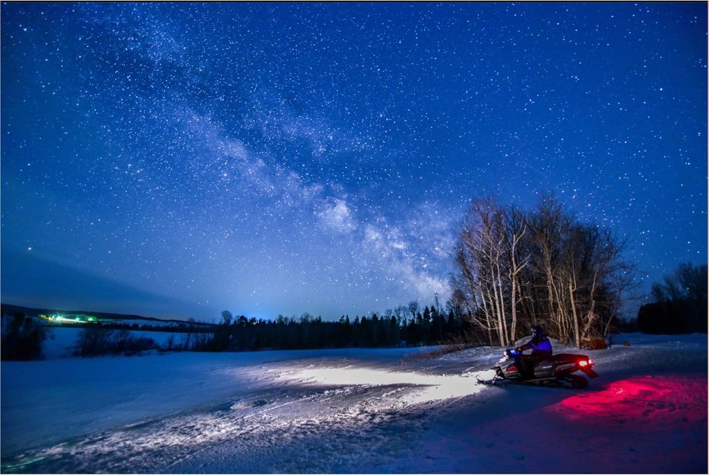 Adventurous sledders head west from Eagle Lake or south from Allagash to reach the 22,000-acre Debou