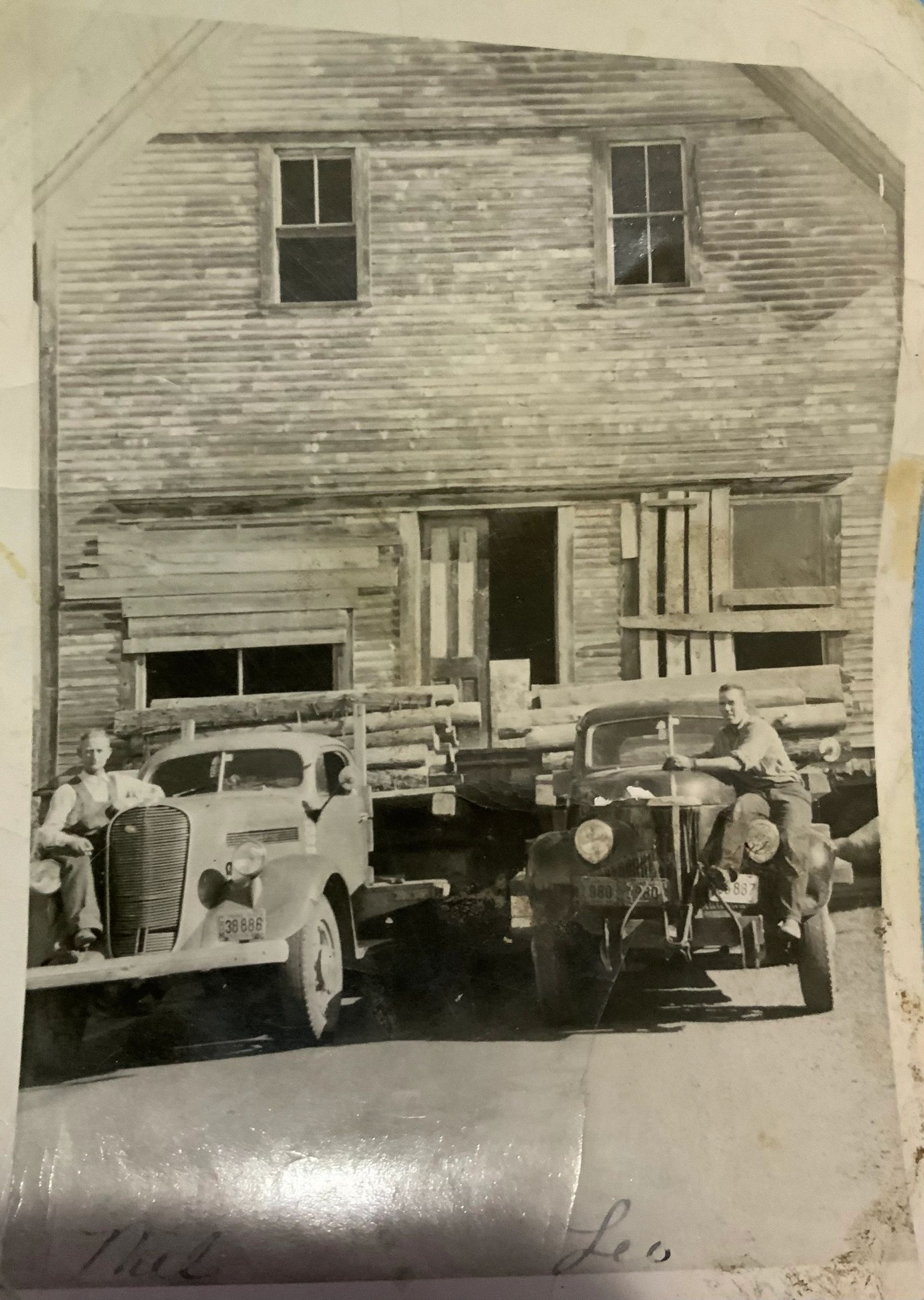 Left unknown - right Leo Pelletier 
Moving Lou’s Allagash store from Lee Gardner’s (today would be R