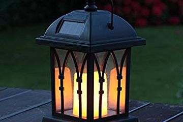 Festive Lights Garden Candle Lantern - Solar Powered - Flickering Effect - Amber LED - 27cm
