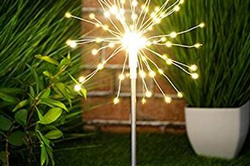 Globrite 120 LED Solar Powered Firework Starburst Garden Outdoor Stake Light - Warm White 