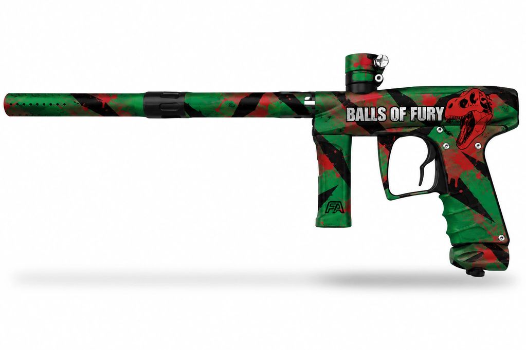 Paintball gun with 'Balls of Fury' design.
