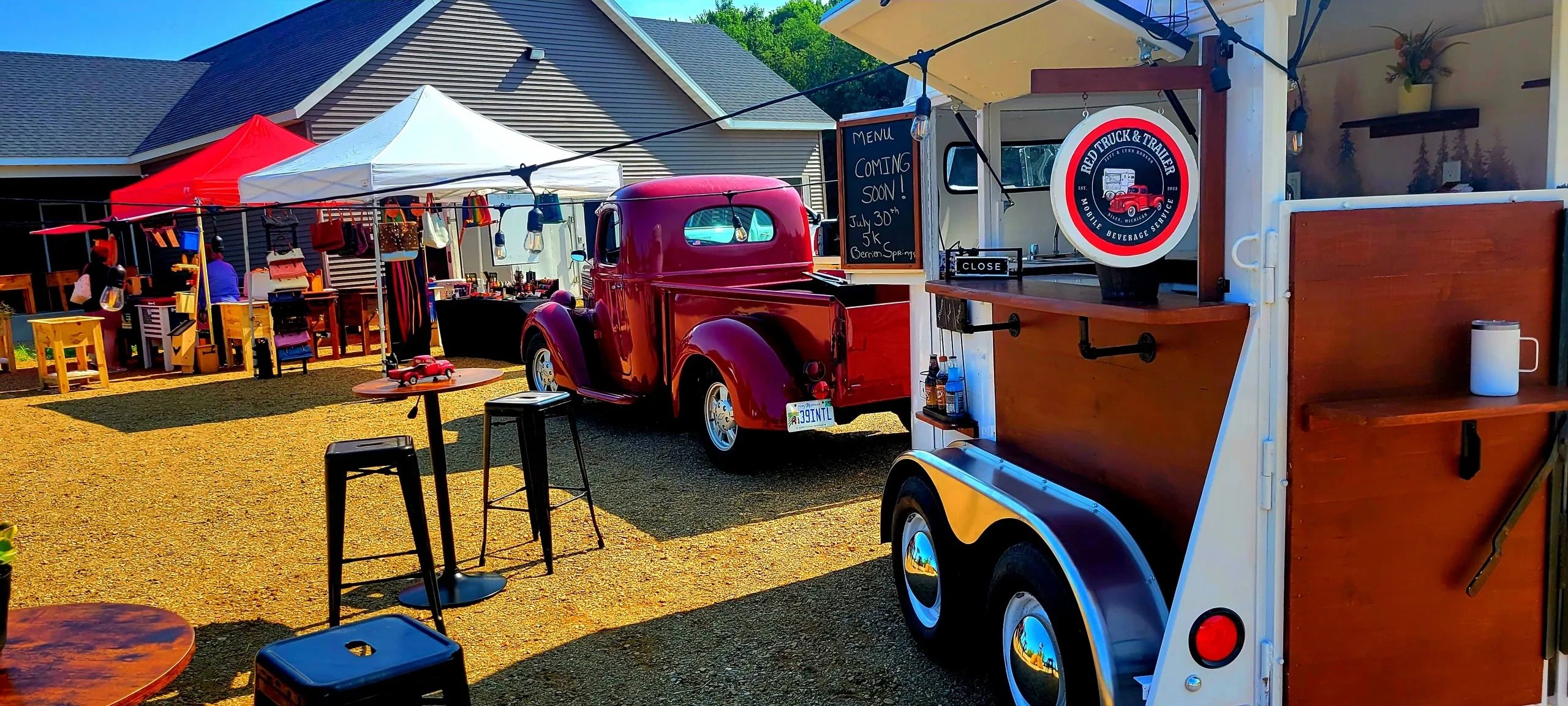Red Truck And Trailer Mobile Beverage Service Red Truck And Trailer Mobile Beverage Service