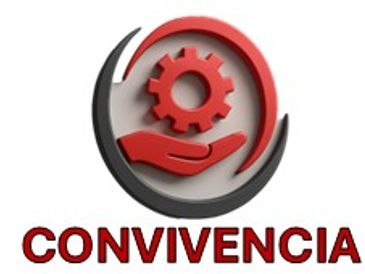 A red hand holding a gear with 'CONVIVENCIA' text below.