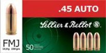 Manufacturer: Sellier & Bellot
Part#:SB45A
Caliber: 45 ACP
Weight: 230Gr
Type: FMJ
Units per Box: 50