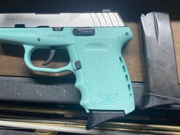 Used SCCY Industries CPX-2 9mm Tiffany blue poly frame satin finish slide