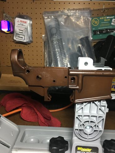 AR-308 stripped lower with brown anodize finish. 