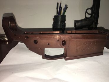 AR-308 stripped lower with brown anodize finish. 
