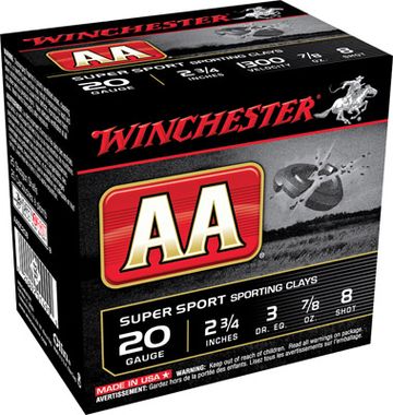Winchester AA Target Loads 20 Ga 2.75" 7/8 Ounce 8 Shot 25 Box