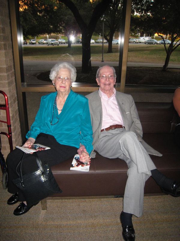 Marie + Mike Connolly, ages 87 and 89 in Austin, TX at UT's Performing Arts Center, September 2011.