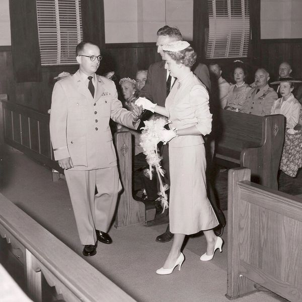 My parents, Mike + Marie Connolly on their Wedding Day, June 4, 1955 at Lackland AFB in San Antonio.