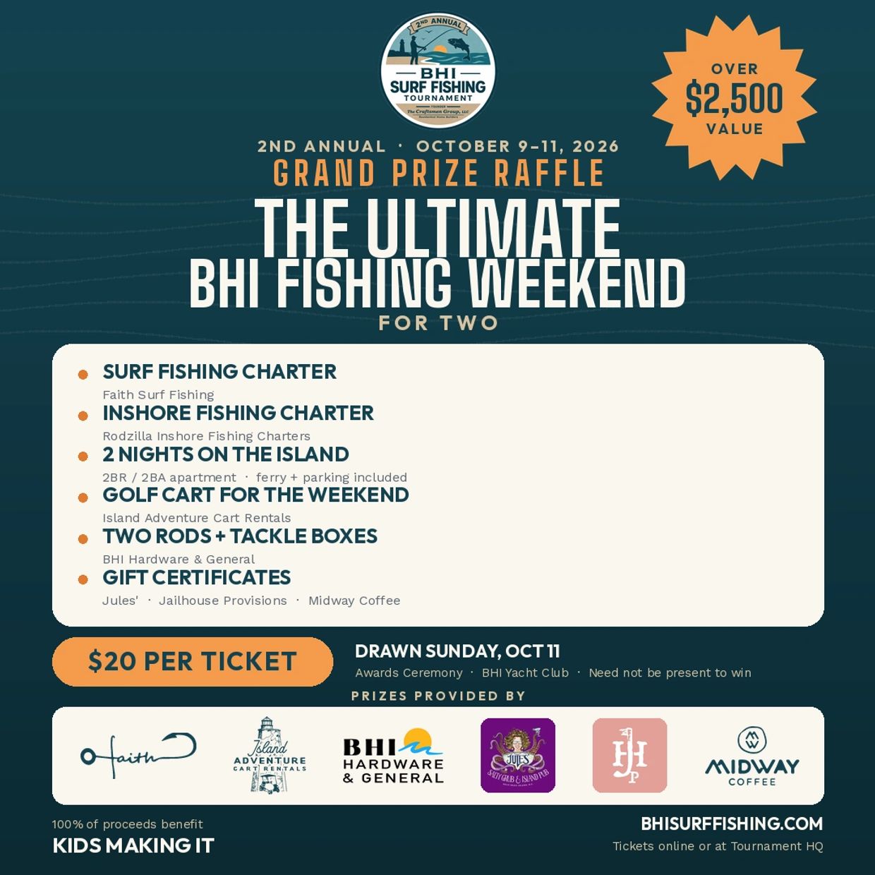 2nd Annual BHI Surf Fishing Tournament Grand Prize Raffle - The Ultimate BHI Fishing Weekend for Two