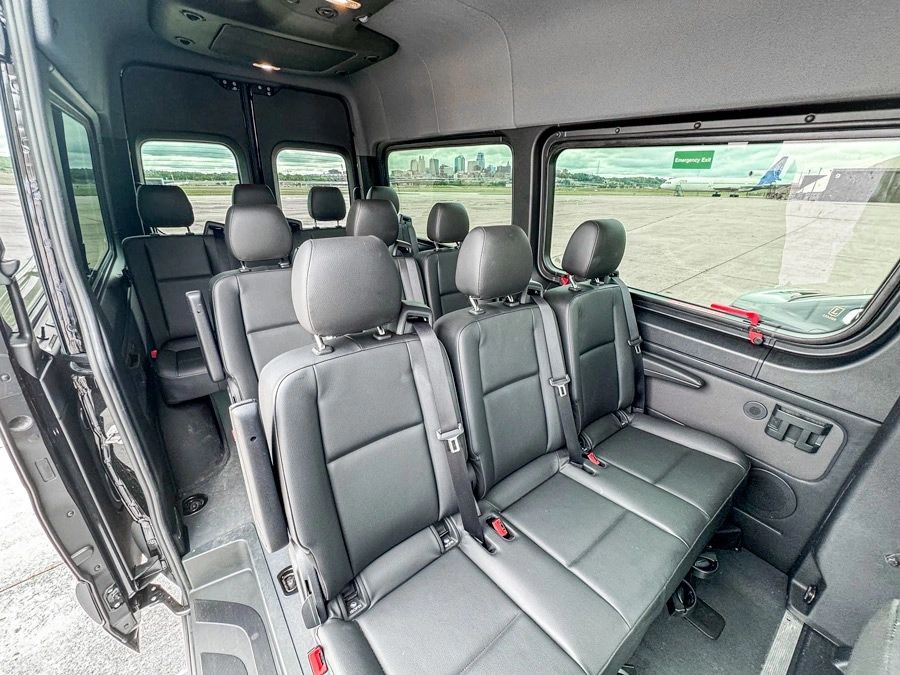 Shuttle van interior close up of seats