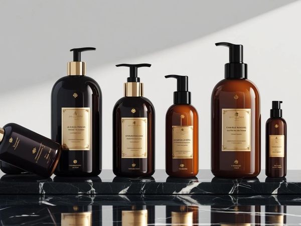 Bottles of difference shampoos free of parabens and sulfates  