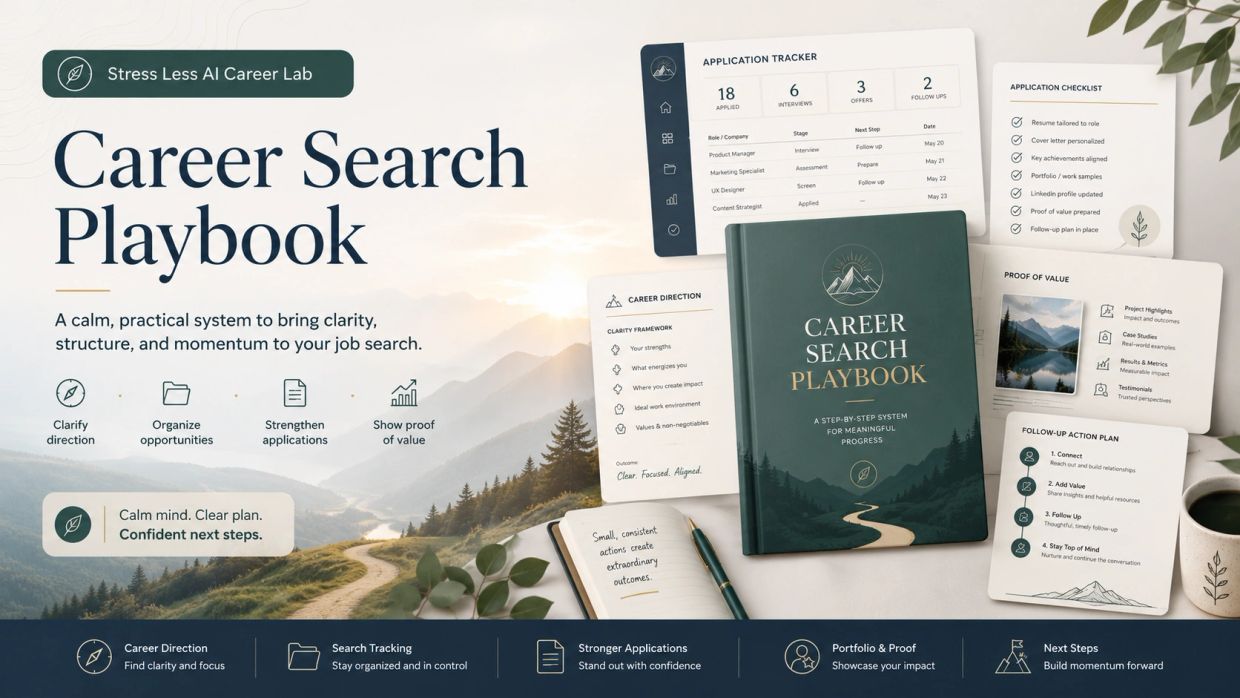 Career Search Playbook: organized job search system for clarity and momentum.