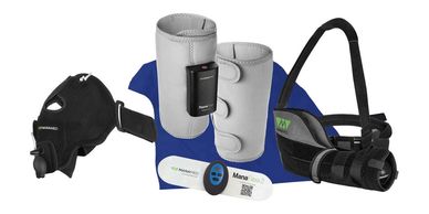 Two high-tech wearable devices with straps and sensors.