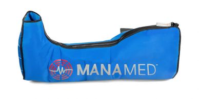 Blue Manamed medical arm compression device sleeve.
