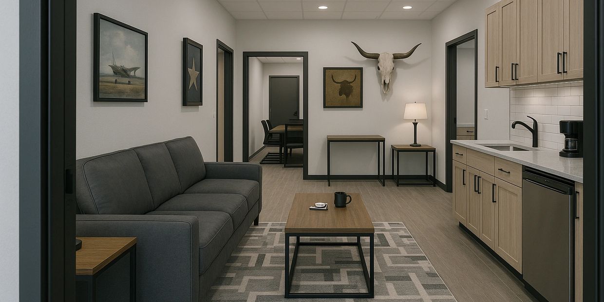 pilots lounge, western themed, Texas, modern. 