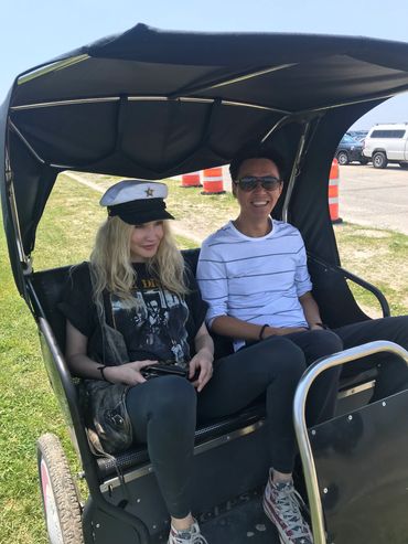 Two women giving pose for picture