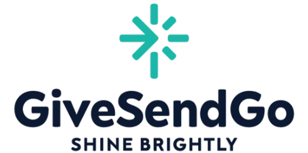 GiveSendGo logo with a shining arrow and the slogan Shine Brightly.