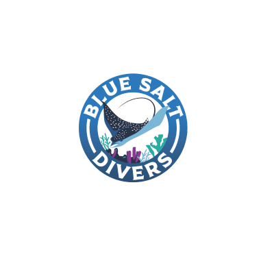Logo of Blue Reef Aquarium featuring a manta ray and colorful coral.