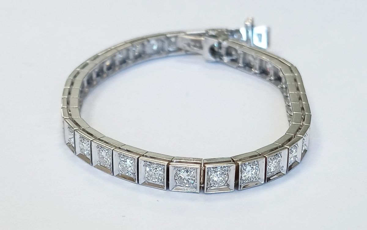 14kt White gold and 4.00ct diamond tennis bracelet