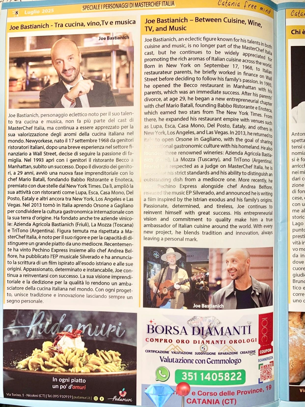 Borsa Diamanti a Masterchef con Joe bastianich