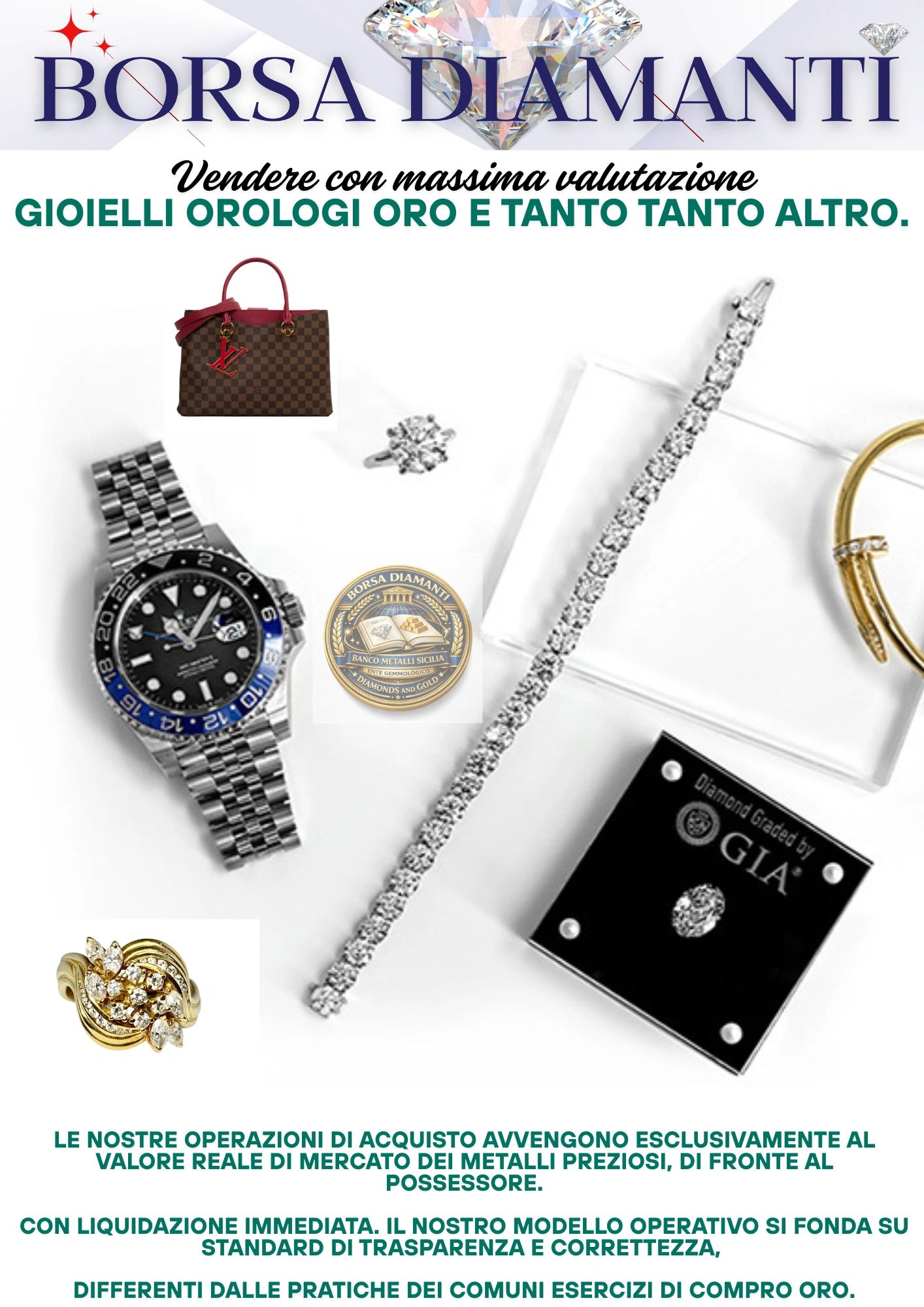 Compro Rolex e diamanti a Catania .