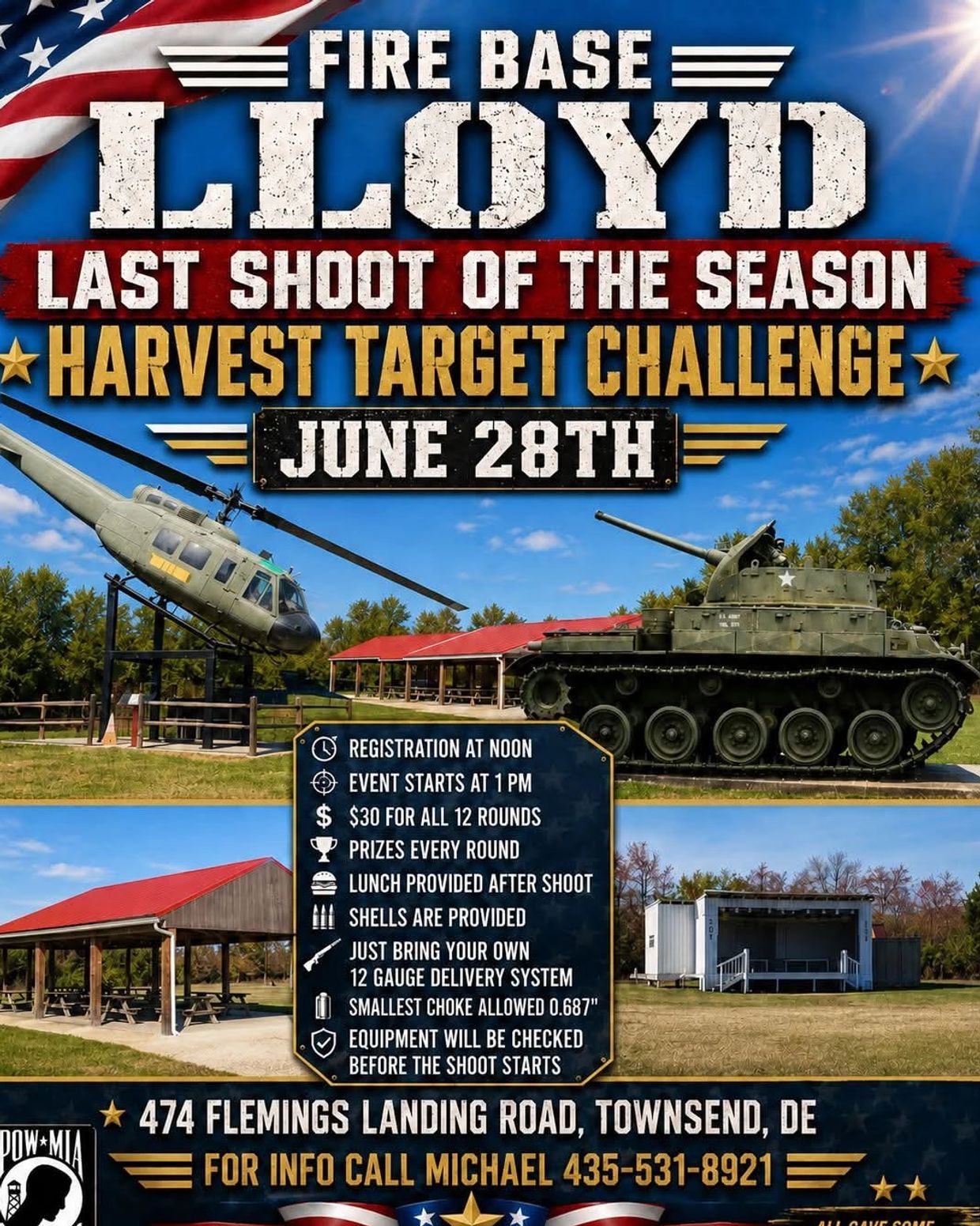 Fire Base Lloyd hosts a Harvest Target Challenge shoot event on June 28th in Townsend, DE.
