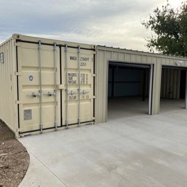 Outside view of a container home garage