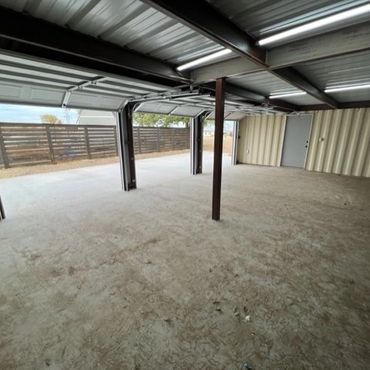 Inside view of a container home garage