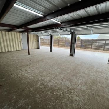 Interior view of a container home garage