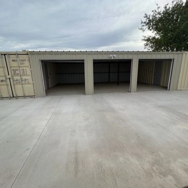 Front view of a container home garage