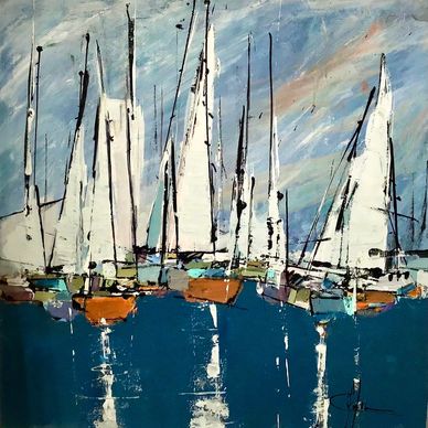 tableau de francine charbonneau  à la belle galerie du vieux port de québec