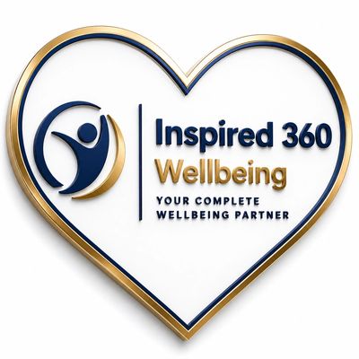 Heart-shaped logo for Inspired 360 Wellbeing, emphasizing complete wellbeing partnership.