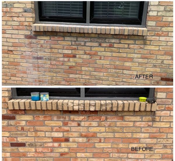 Before and After:East Grand Rapids Home Window Sill Brick Replacement