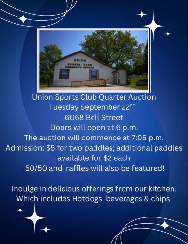 Union Sports Club Quarter Auction on September 22nd at 6068 Bell Street.