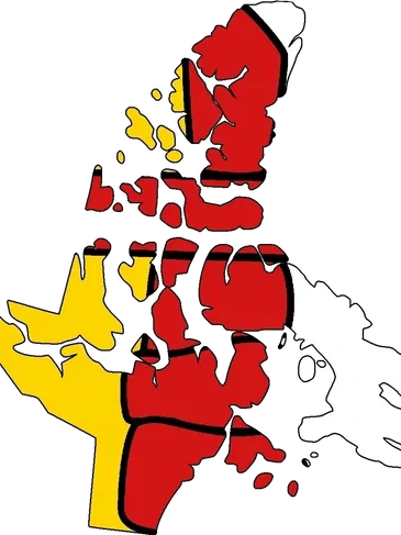 Abstract colorful illustration of a hand with red, yellow, and white sections.