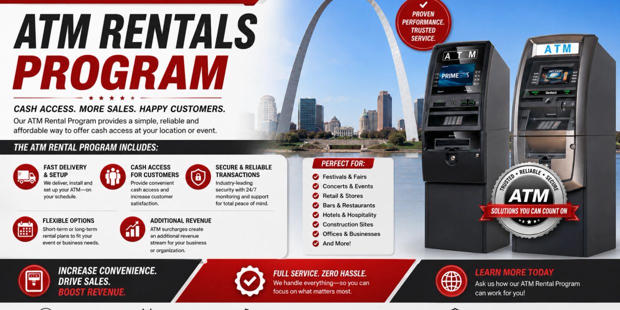 ATM Rentals Program offers fast, reliable cash access with flexible options and additional revenue opportunities.