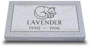Pet memorial stone for Lavender, 1990-1996.